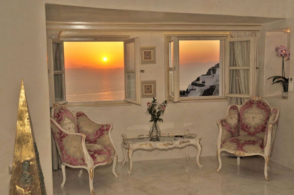 Bedroom view in Santorini