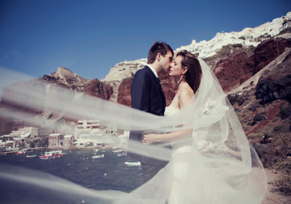 Bride and groom on Caldera