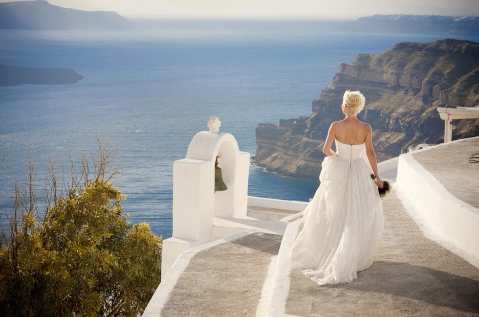 Bride in Santorini