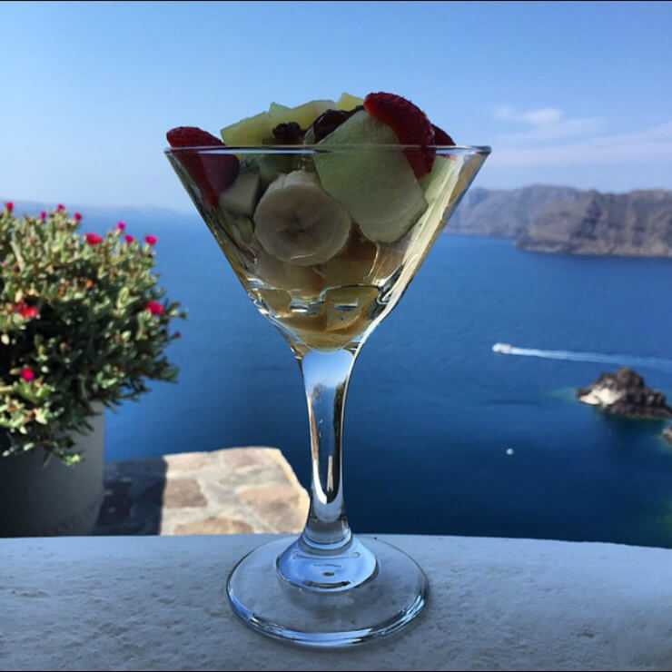 Fruits in glass in Santorini